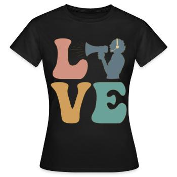 LOVE Stage Manager Musical Theater Stage Crew - Women's T-Shirt - black - Front - AI Model Female 172 dark (172cm)