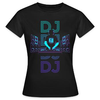 Disc Jockey Plattenspieler Retro - Frauen T-Shirt - Schwarz - Vorne - AI Model Female 172 dark (172cm)