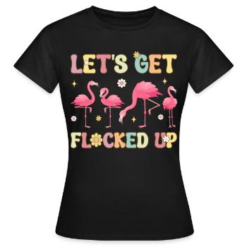 Funny Flamingo Flock Let's Blow Up - Women's T-Shirt - black - Front - AI Model Female 172 dark (172cm)