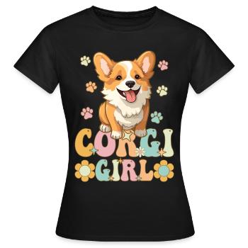 Corgi Girl Groovy Amoureux des chiens - T-shirt Femme - noir - Devant - AI Model Female 172 dark (172cm)