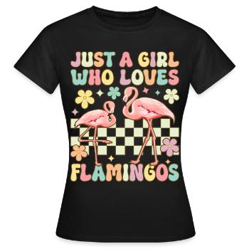 Nur ein Mädchen, das Flamingos liebt Groovy Flamin - Frauen T-Shirt - Schwarz - Vorne - AI Model Female 172 dark (172cm)