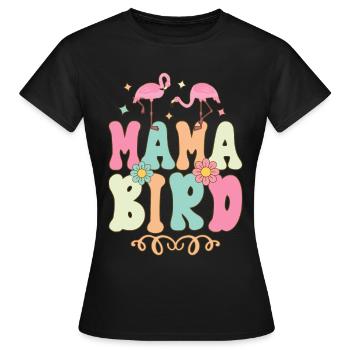 Mama Bird Groovy Flamingo Mama - Women's T-Shirt - black - Front - AI Model Female 172 dark (172cm)