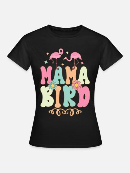 Mama Bird Groovy Flamingo Mama - Frauen T-Shirt - Schwarz