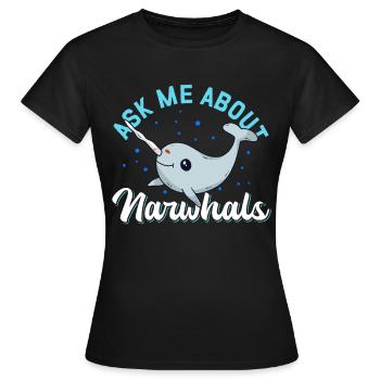 Narval baleine Narval Narval baleines cadeau - T-shirt Femme - noir - Devant - AI Model Female 172 dark (172cm)