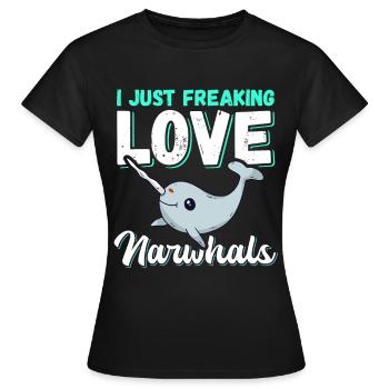 Narval baleine Narval baleines narval cadeau - T-shirt Femme - noir - Devant - AI Model Female 172 dark (172cm)