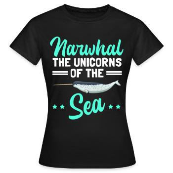 Baleine narval | Narvals Baleines Narval Cadeau - T-shirt Femme - noir - Devant - AI Model Female 172 dark (172cm)