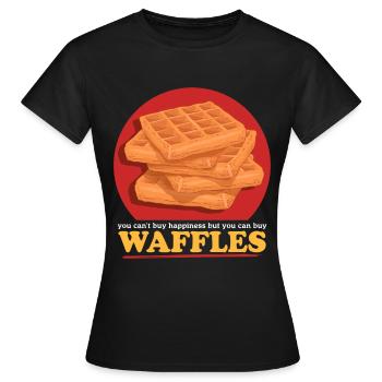 Gaufres Gaufres Amateur Cadeau De Gaufres Drôle - T-shirt Femme - noir - Devant - AI Model Female 172 dark (172cm)