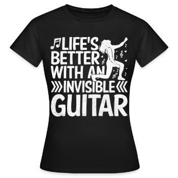 Das Leben ist besser mit unsichtbarer Gitarre Luft - Frauen T-Shirt - Schwarz - Vorne - AI Model Female 172 dark (172cm)