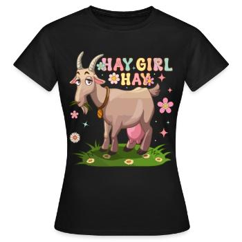 Heumädchen Heu Groovy Ziegenmädchen Landwirt - Frauen T-Shirt - Schwarz - Vorne - AI Model Female 172 dark (172cm)