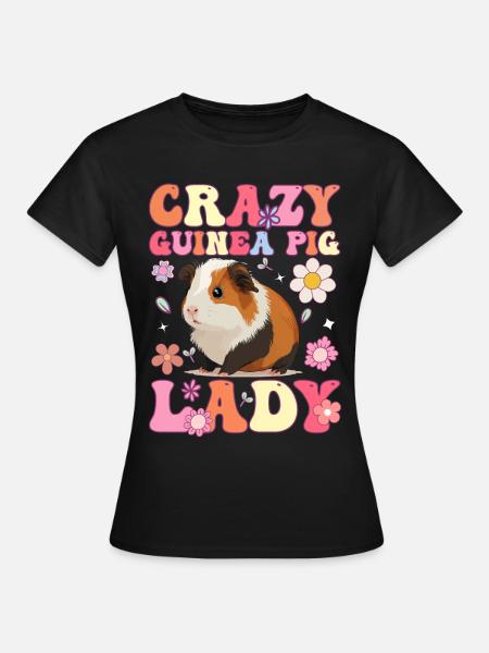 Verrückte Meerschweinchen-Dame Groovy Guinea Pig - T-shirt dam - svart
