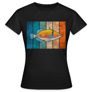 Humuhumunukunukuapua'a Hawaiianischer Riff-Drücker - Frauen T-Shirt - Schwarz - Vorne - AI Model Female 172 dark (172cm)