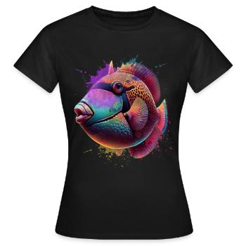 Humuhumunukunukuapua'a Hawaiianischer Riff-Drücker - Frauen T-Shirt - Schwarz - Vorne - AI Model Female 172 dark (172cm)