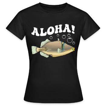Humuhumunukunukuapua'a Hawaiianischer Riff-Drücker - Frauen T-Shirt - Schwarz - Vorne - AI Model Female 172 dark (172cm)