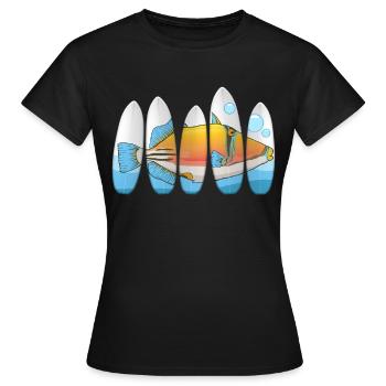 Humuhumunukunukuapua'a Hawaiianischer Riff-Drücker - Frauen T-Shirt - Schwarz - Vorne - AI Model Female 172 dark (172cm)