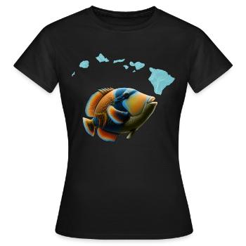 Humuhumunukunukuapua'a Hawaiianischer Riff-Drücker - Frauen T-Shirt - Schwarz - Vorne - AI Model Female 172 dark (172cm)