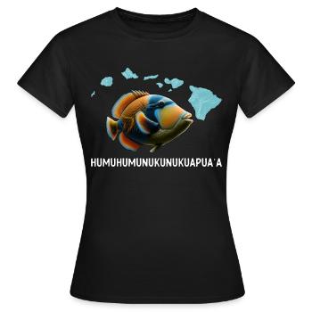 Humuhumunukunukuapua'a Hawaiianischer Riff-Drücker - Frauen T-Shirt - Schwarz - Vorne - AI Model Female 172 dark (172cm)