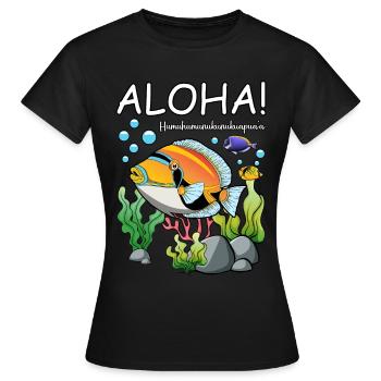 Humuhumunukunukuapua'a Hawaiianischer Riff-Drücker - Frauen T-Shirt - Schwarz - Vorne - AI Model Female 172 dark (172cm)