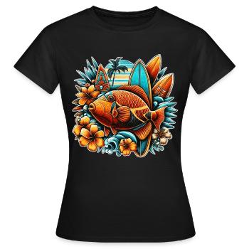 Humuhumunukunukuapua'a Hawaiianischer Riff-Drücker - Frauen T-Shirt - Schwarz - Vorne - AI Model Female 172 dark (172cm)