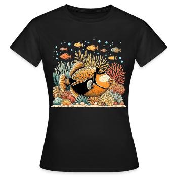 Humuhumunukunukuapua’a Pousseur de récif hawaïen - T-shirt Femme - noir - Devant - AI Model Female 172 dark (172cm)
