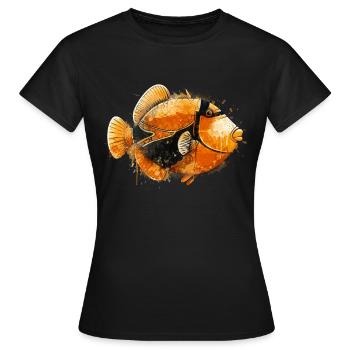 Humuhumunukunukuapua'a Hawaii-Riff-Drückerfisch - Frauen T-Shirt - Schwarz - Vorne - AI Model Female 172 dark (172cm)