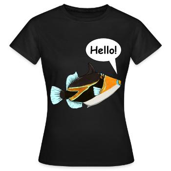 Humuhumunukunukuapua'a Hawaiianischer Riff-Drücker - Frauen T-Shirt - Schwarz - Vorne - AI Model Female 172 dark (172cm)