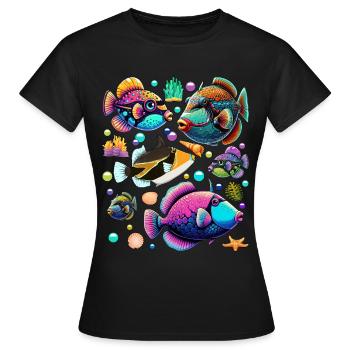 Humuhumunukunukuapua'a Hawaiianischer Riff-Drücker - Frauen T-Shirt - Schwarz - Vorne - AI Model Female 172 dark (172cm)