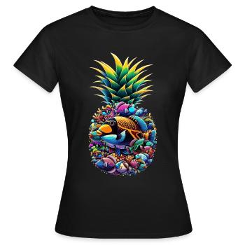 Humuhumunukunukuapua'a Hawaiianischer Riff-Drücker - Frauen T-Shirt - Schwarz - Vorne - AI Model Female 172 dark (172cm)