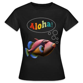 Humuhumunukunukuapua'a Hawaiianischer Riff-Drücker - Frauen T-Shirt - Schwarz - Vorne - AI Model Female 172 dark (172cm)