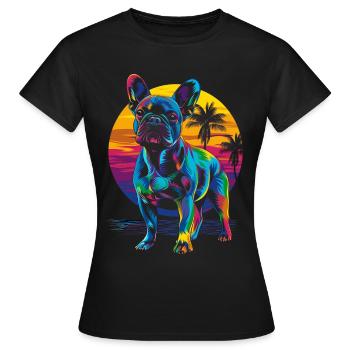 Bouledogue français Frenchie chien plage Bain de soleil - T-shirt Femme - noir - Devant - AI Model Female 172 dark (172cm)