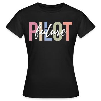 Flugzeugpilot Luftfahrt - Frauen T-Shirt - Schwarz - Vorne - AI Model Female 172 dark (172cm)