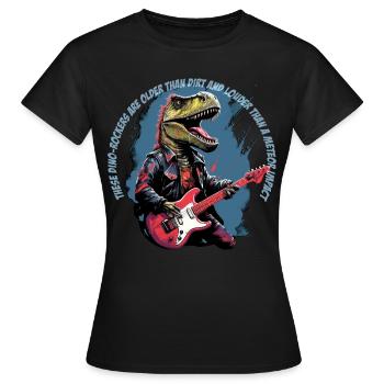 T-Rex Punk Rock : Design de dinosaure pour les fans de rock - T-shirt Femme - noir - Devant - AI Model Female 172 dark (172cm)