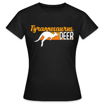 Funny Kangaroo Tyrannosaurus Deer Illustration - Women's T-Shirt - black - Front - AI Model Female 172 dark (172cm)
