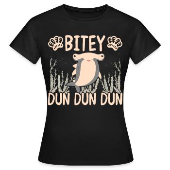 Lustige Hammerhai Bitey Dun Dun Dun Illustration f - Frauen T-Shirt - Schwarz - Vorne - AI Model Female 172 dark (172cm)