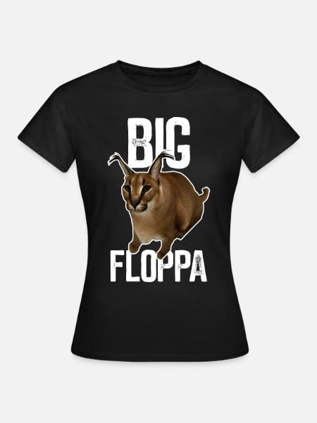 Big Floppa Karakal Cat Meme - Koszulka damska - czarny