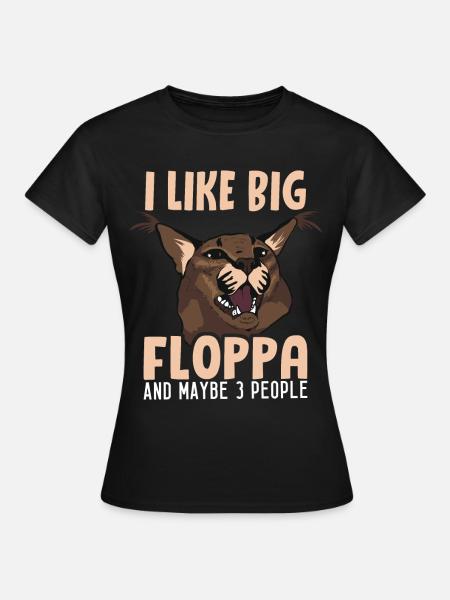 Big Floppa i 3 osoby - Koszulka damska - czarny