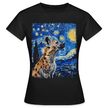 Hyäne Afrikanisches Tier Sternennacht-Gemälde - Frauen T-Shirt - Schwarz - Vorne - AI Model Female 172 dark (172cm)