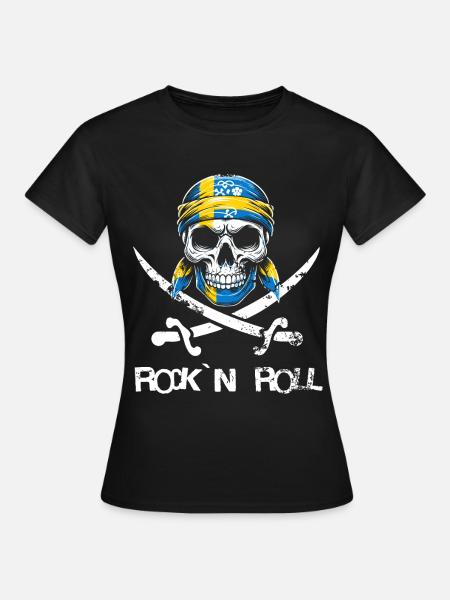 Skull Rockn Roll Swedish - Women's T-Shirt - black