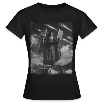 Moses Jüdisch Christlich UFO Alien Außerirdisch Se - Frauen T-Shirt - Schwarz - Vorne - AI Model Female 172 dark (172cm)