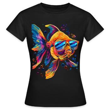 Poissons Rouges Poissons Lunettes de Soleil Popart - T-shirt Femme - noir - Devant - AI Model Female 172 dark (172cm)
