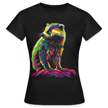 Miel Blaireau Ratel Popart - T-shirt Femme - noir - Devant - AI Model Female 172 dark (172cm)