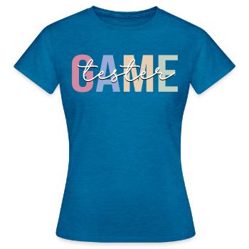 Spieltester Spielentwickler - Frauen T-Shirt - Antikblaues Saphir meliert - Vorne - AI Model Female 172 dark (172cm)