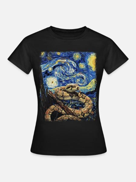 Schlange Schlangen Sternennacht Gemälde - Frauen T-Shirt - Schwarz