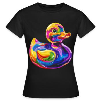 Gummi-Ente Duckie Popart - Frauen T-Shirt - Schwarz - Vorne - AI Model Female 172 dark (172cm)