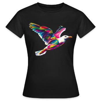 Seemöwe Möwe Seevogel Popart - Frauen T-Shirt - Schwarz - Vorne - AI Model Female 172 dark (172cm)