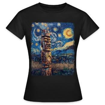 Tiki Luau Hawaiian Hawaii Tiki Maske Sternennacht - Frauen T-Shirt - Schwarz - Vorne - AI Model Female 172 dark (172cm)