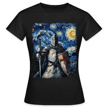 Croix de chevalier du Temple Peinture Nuit étoilée - T-shirt Femme - noir - Devant - AI Model Female 172 dark (172cm)