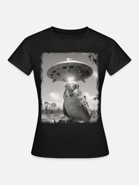 Wellensittich Wellensittich UFO Alien Außerirdisch - Frauen T-Shirt - Schwarz