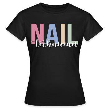 Technicienne des ongles Technicienne des ongles Esthéticienne - T-shirt Femme - noir - Devant - AI Model Female 172 dark (172cm)