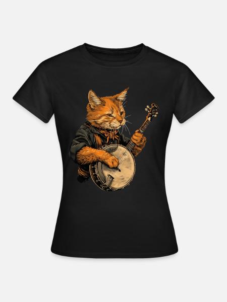 Chat abyssin Joueur de banjo bluegrass - T-shirt Femme - noir
