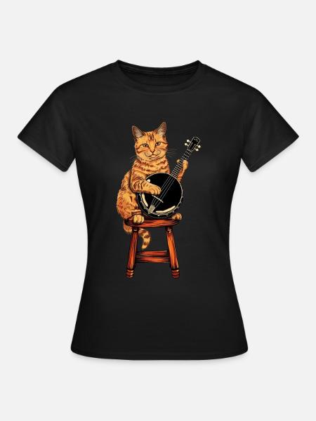 Chat abyssin Joueur de banjo bluegrass - T-shirt Femme - noir